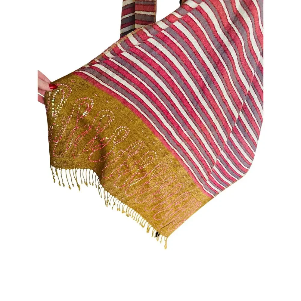 Authentic India Striped Wrap Sequins
